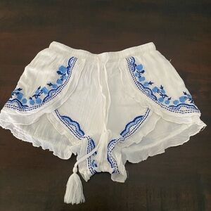 lovers+friends embroidered shorts gauze floral vacation coquette beach XS
